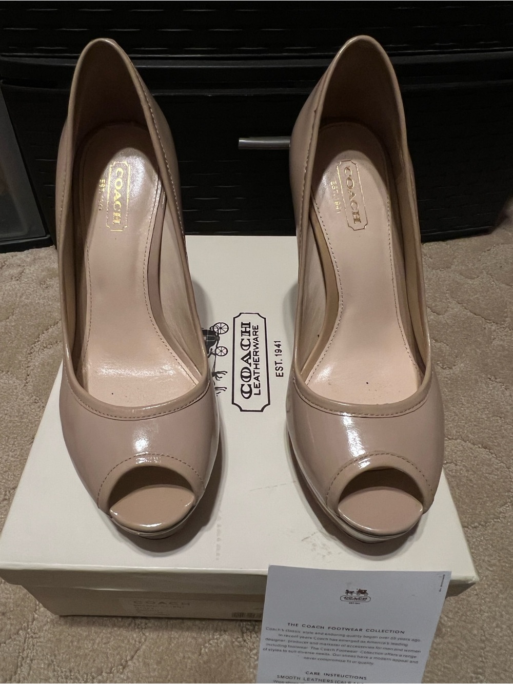 Coach Nude Patent Leather Peep-Toe Heels size 6